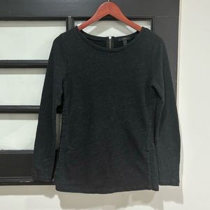 J. Crew Cotton Soft Top Tunic Sweatshirt Back Zipper Dark Charcoal Gray Sz Small